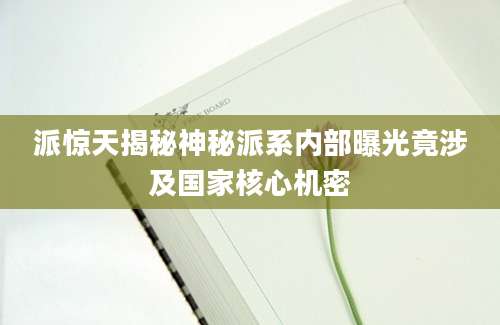 派惊天揭秘神秘派系内部曝光竟涉及国家核心机密