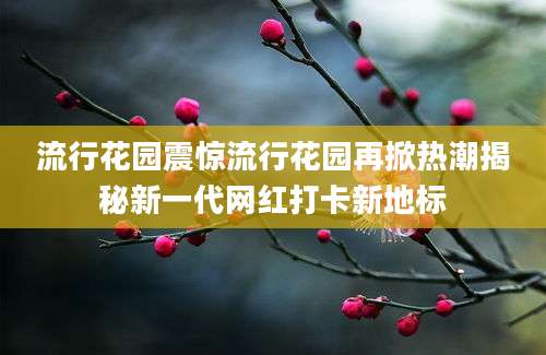 流行花园震惊流行花园再掀热潮揭秘新一代网红打卡新地标