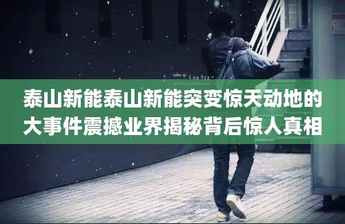 泰山新能泰山新能突变惊天动地的大事件震撼业界揭秘背后惊人真相