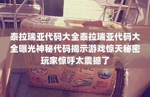 泰拉瑞亚代码大全泰拉瑞亚代码大全曝光神秘代码揭示游戏惊天秘密玩家惊呼太震撼了