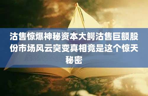 沽售惊爆神秘资本大鳄沽售巨额股份市场风云突变真相竟是这个惊天秘密