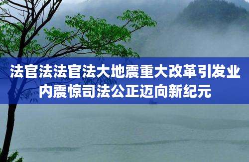 法官法法官法大地震重大改革引发业内震惊司法公正迈向新纪元