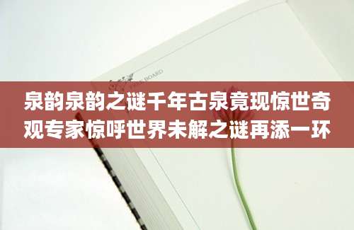 泉韵泉韵之谜千年古泉竟现惊世奇观专家惊呼世界未解之谜再添一环