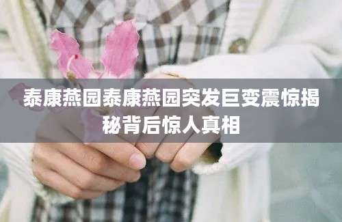 泰康燕园泰康燕园突发巨变震惊揭秘背后惊人真相