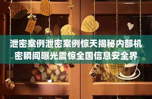 泄密案例泄密案例惊天揭秘内部机密瞬间曝光震惊全国信息安全界