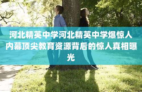 河北精英中学河北精英中学爆惊人内幕顶尖教育资源背后的惊人真相曝光