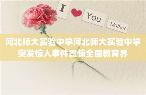 河北师大实验中学河北师大实验中学突发惊人事件震惊全国教育界
