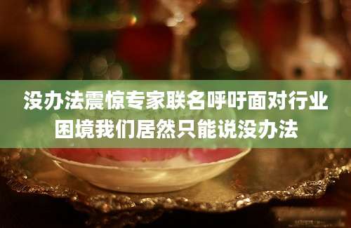 没办法震惊专家联名呼吁面对行业困境我们居然只能说没办法