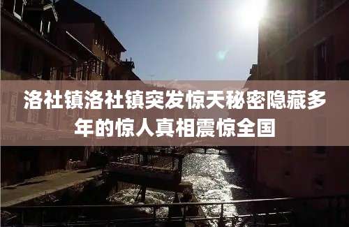 洛社镇洛社镇突发惊天秘密隐藏多年的惊人真相震惊全国