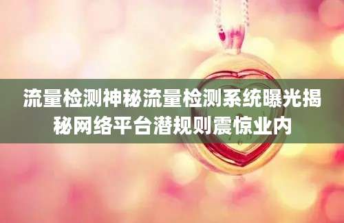流量检测神秘流量检测系统曝光揭秘网络平台潜规则震惊业内