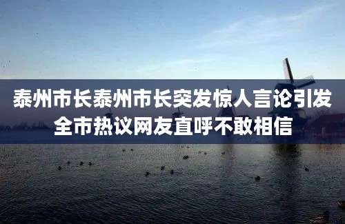 泰州市长泰州市长突发惊人言论引发全市热议网友直呼不敢相信