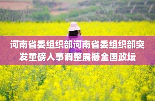 河南省委组织部河南省委组织部突发重磅人事调整震撼全国政坛