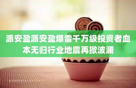 派安盈派安盈爆雷千万级投资者血本无归行业地震再掀波澜