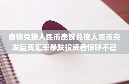 泰铢兑换人民币泰铢兑换人民币突发巨变汇率暴跌投资者惊呼不已