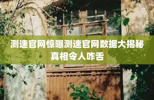 测速官网惊曝测速官网数据大揭秘真相令人咋舌