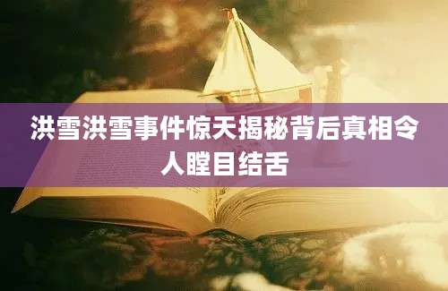洪雪洪雪事件惊天揭秘背后真相令人瞠目结舌