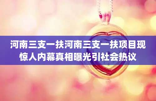 河南三支一扶河南三支一扶项目现惊人内幕真相曝光引社会热议