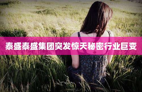 泰盛泰盛集团突发惊天秘密行业巨变