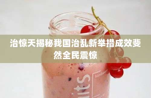 治惊天揭秘我国治乱新举措成效斐然全民震惊