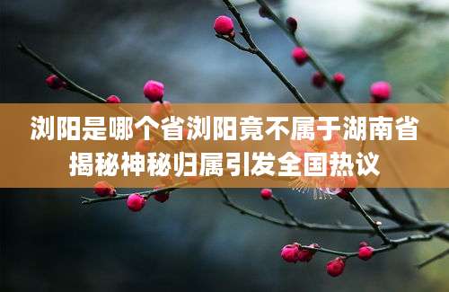 浏阳是哪个省浏阳竟不属于湖南省揭秘神秘归属引发全国热议