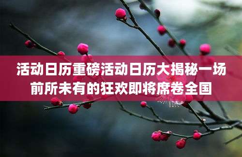 活动日历重磅活动日历大揭秘一场前所未有的狂欢即将席卷全国