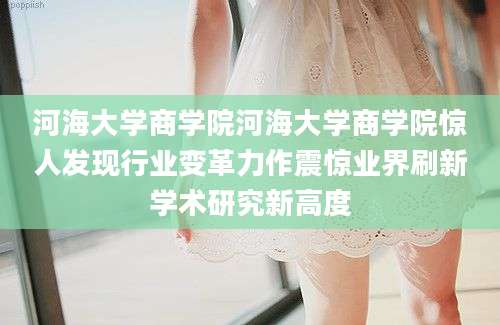 河海大学商学院河海大学商学院惊人发现行业变革力作震惊业界刷新学术研究新高度