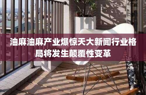 油麻油麻产业爆惊天大新闻行业格局将发生颠覆性变革
