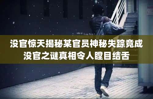 没官惊天揭秘某官员神秘失踪竟成没官之谜真相令人瞠目结舌