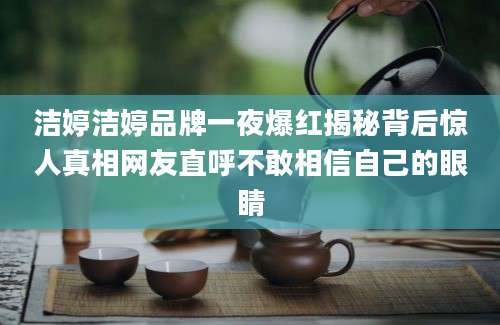 洁婷洁婷品牌一夜爆红揭秘背后惊人真相网友直呼不敢相信自己的眼睛