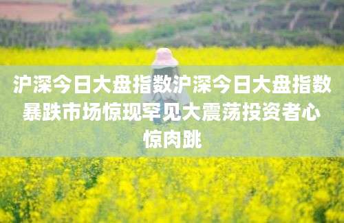 沪深今日大盘指数沪深今日大盘指数暴跌市场惊现罕见大震荡投资者心惊肉跳
