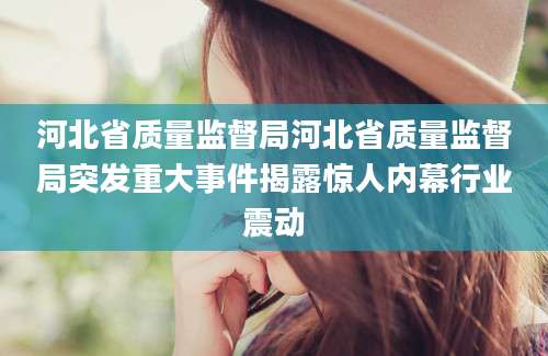 河北省质量监督局河北省质量监督局突发重大事件揭露惊人内幕行业震动