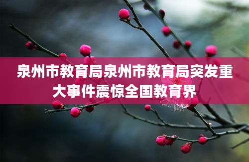 泉州市教育局泉州市教育局突发重大事件震惊全国教育界