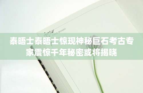 泰晤士泰晤士惊现神秘巨石考古专家震惊千年秘密或将揭晓