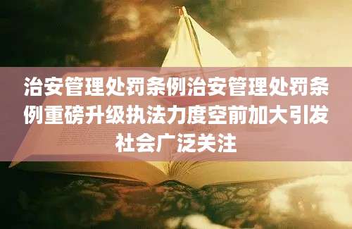 治安管理处罚条例治安管理处罚条例重磅升级执法力度空前加大引发社会广泛关注