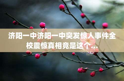 济阳一中济阳一中突发惊人事件全校震惊真相竟是这个...