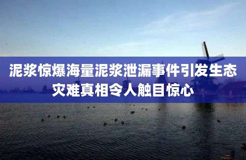 泥浆惊爆海量泥浆泄漏事件引发生态灾难真相令人触目惊心