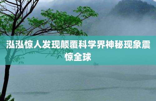 泓泓惊人发现颠覆科学界神秘现象震惊全球