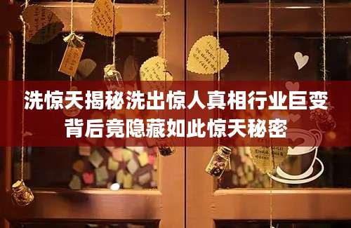 洗惊天揭秘洗出惊人真相行业巨变背后竟隐藏如此惊天秘密