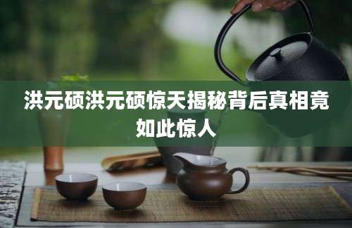 洪元硕洪元硕惊天揭秘背后真相竟如此惊人