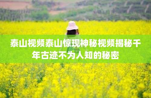 泰山视频泰山惊现神秘视频揭秘千年古迹不为人知的秘密
