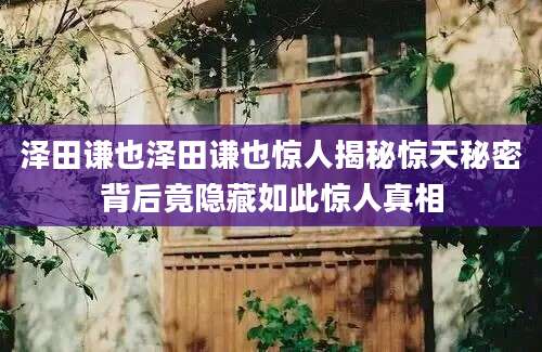泽田谦也泽田谦也惊人揭秘惊天秘密背后竟隐藏如此惊人真相
