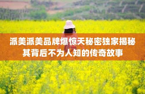 派美派美品牌爆惊天秘密独家揭秘其背后不为人知的传奇故事