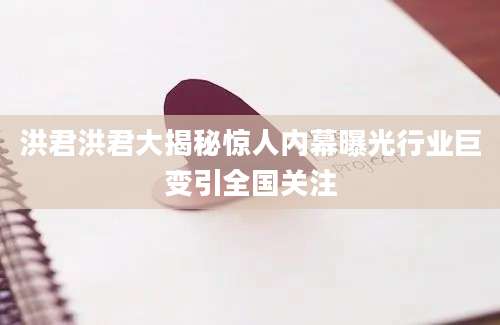 洪君洪君大揭秘惊人内幕曝光行业巨变引全国关注