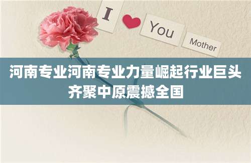河南专业河南专业力量崛起行业巨头齐聚中原震撼全国