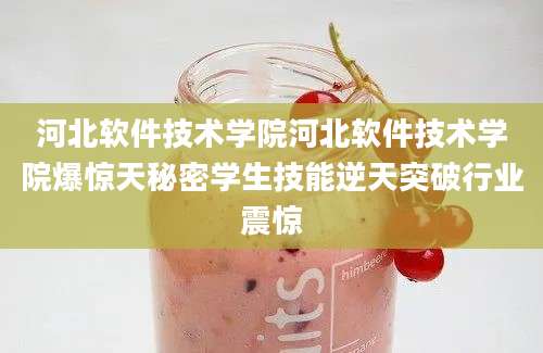河北软件技术学院河北软件技术学院爆惊天秘密学生技能逆天突破行业震惊