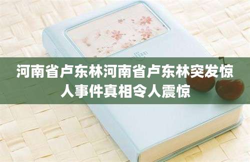 河南省卢东林河南省卢东林突发惊人事件真相令人震惊