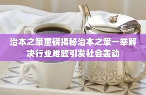 治本之策重磅揭秘治本之策一举解决行业难题引发社会轰动
