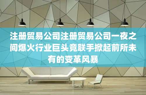 注册贸易公司注册贸易公司一夜之间爆火行业巨头竟联手掀起前所未有的变革风暴
