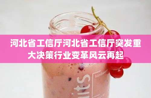 河北省工信厅河北省工信厅突发重大决策行业变革风云再起