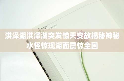 洪泽湖洪泽湖突发惊天变故揭秘神秘水怪惊现湖面震惊全国